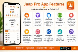 Jaap Pro App Features – Daily Streak, Leaderboard, Reminder and Digital Mala Counter