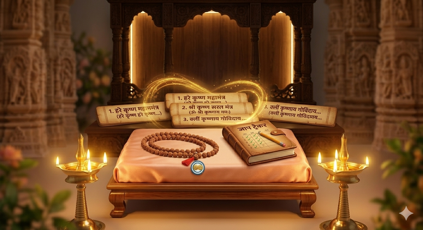 Traditional Japa Mala beads for counting Krishna mantra chanting
