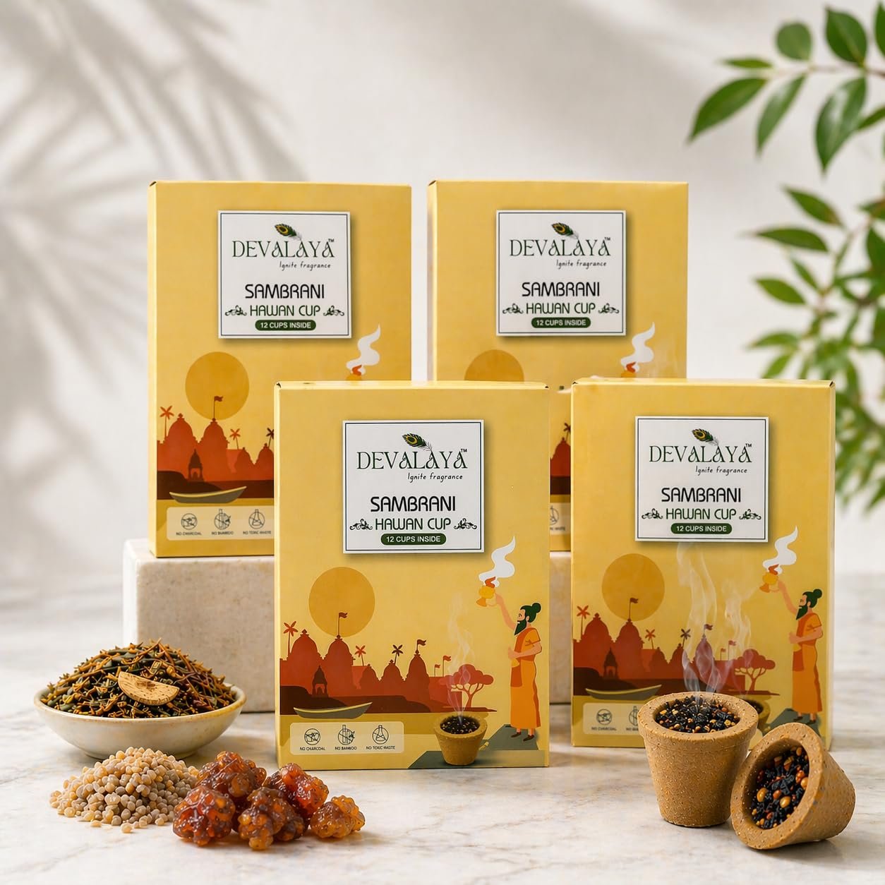 DEVALAYA Sambrani Havan Cups for Pooja