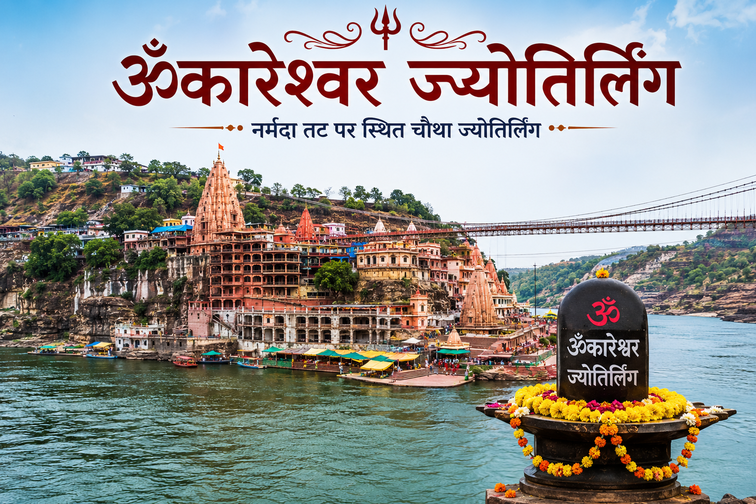 ॐकारेश्वर ज्योतिर्लिंग मंदिर मध्य प्रदेश | नर्मदा नदी के बीच स्थित भगवान शिव का चौथा ज्योतिर्लिंग