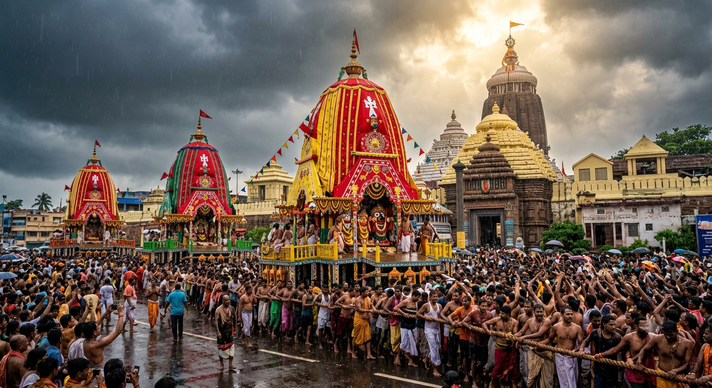 Jagannath Rath Yatra in Puri, Odisha featuring Lord Jagannath