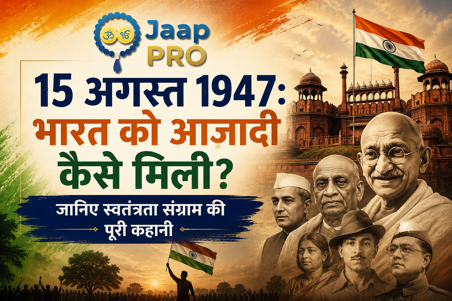 15 अगस्त 1947: भारत को आज़ादी कैसे मिली? जानिए स्वतंत्रता संग्राम की पूरी कहानी