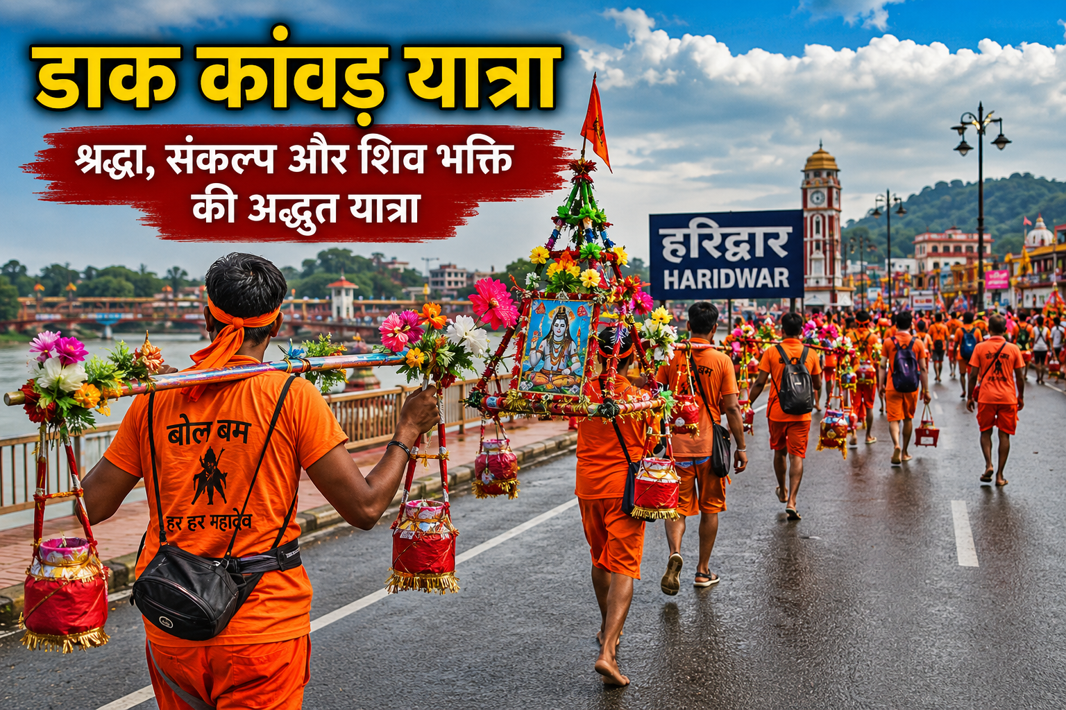डाक कांवड़ यात्रा में दौड़ते हुए कांवड़िये