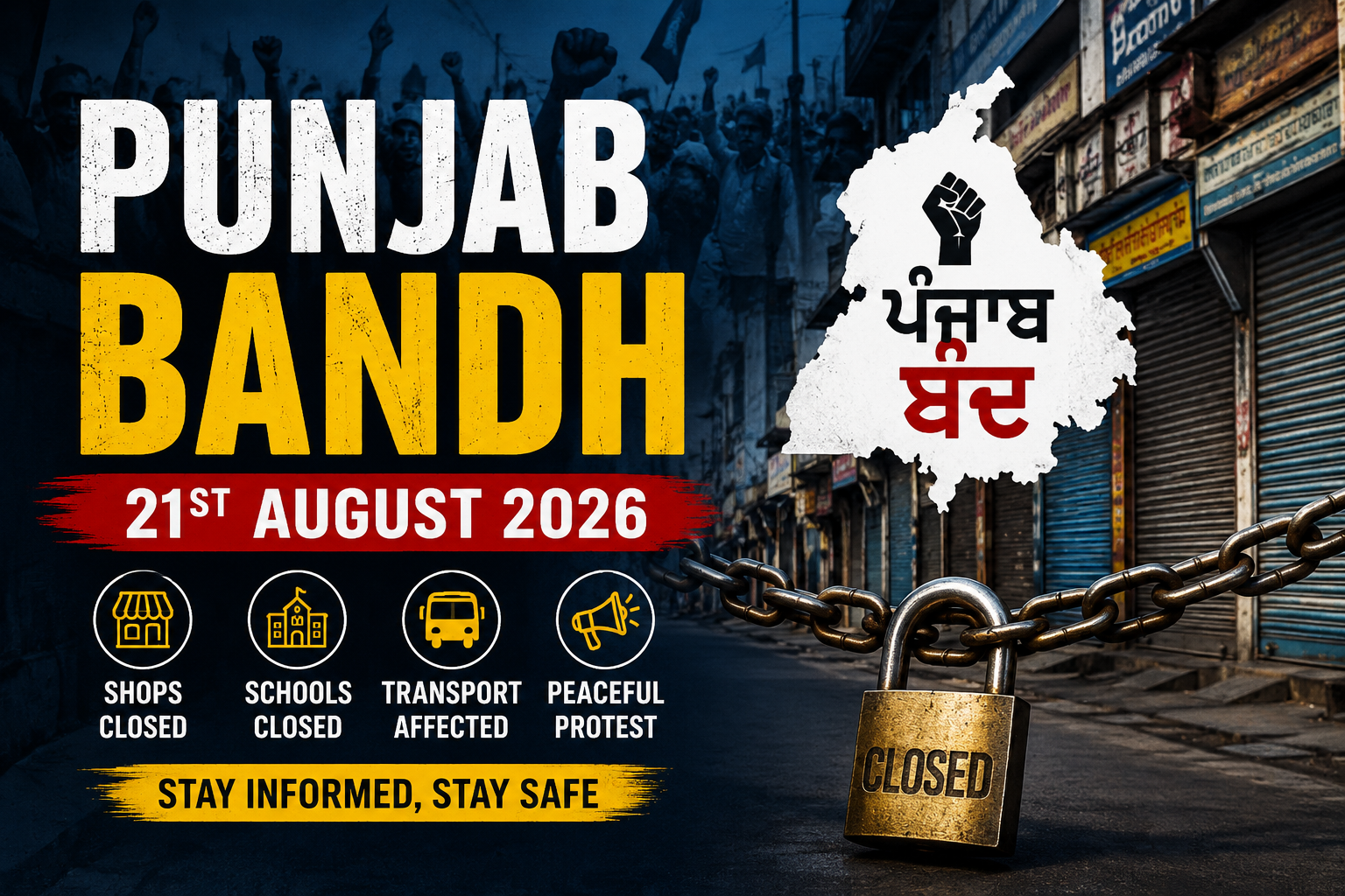 Punjab Bandh 21st August 2026 latest news