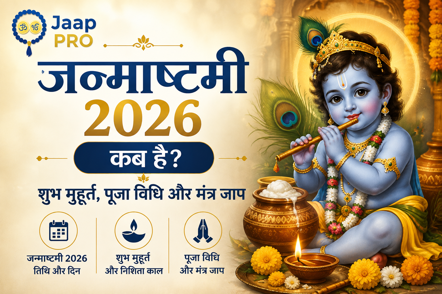 जन्माष्टमी 2026 कब है? शुभ मुहूर्त, पूजा विधि और मंत्र जाप